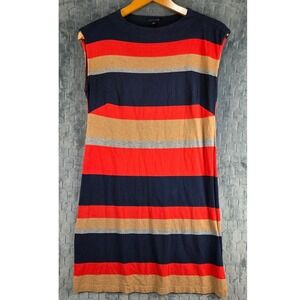 Tommy Hilfiger Striped‎ Sleeveless Shift Dress Navy Red Tan Grey Large L/G